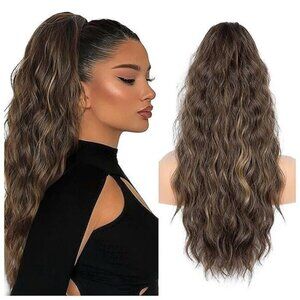 Ponytail Extension Synthetic Hair Extensions Brown Mixed Honey Blonde